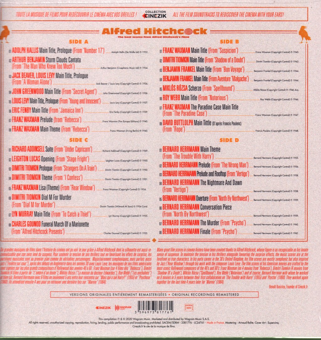 Various Artists - Alfred Hitchcock - The Best Scores From Alfred Hitchcock's Films - Double Lp