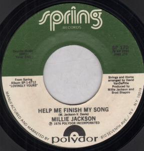 Millie Jackson - Help Me Finish My Song - 7 Inch
