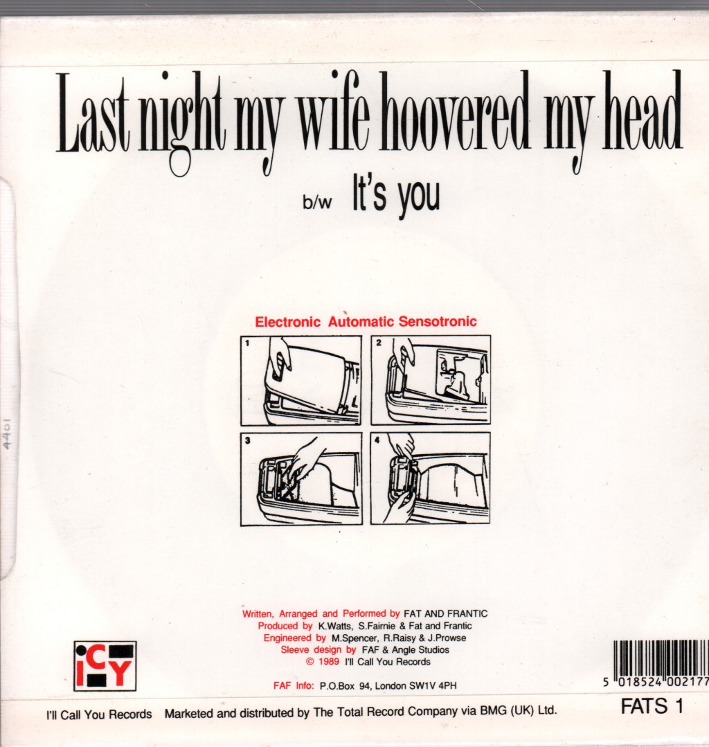Fat And Frantic - Last Night My Wife Hoovered My Head - 7 Inch