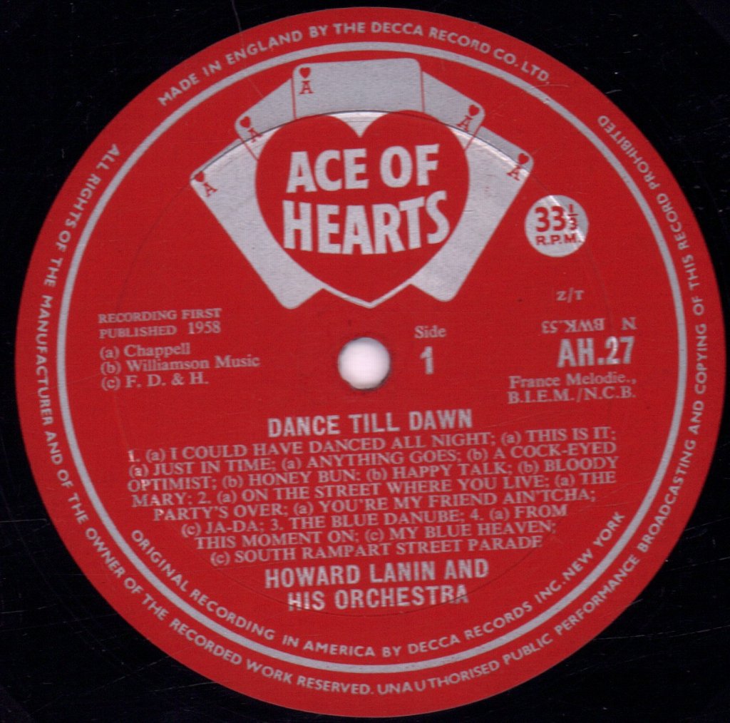 Howard Lanin And His Orchestra - Dance Till Dawn - Lp