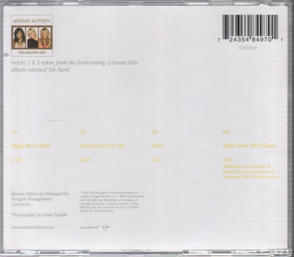 Atomic Kitten - Right Now 2004 / Someone Like Me - Cd