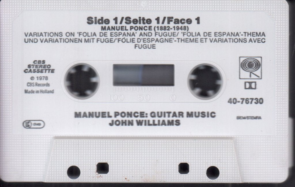 John Williams (Guitarist) - manuel ponce Guitar Music - Cassette