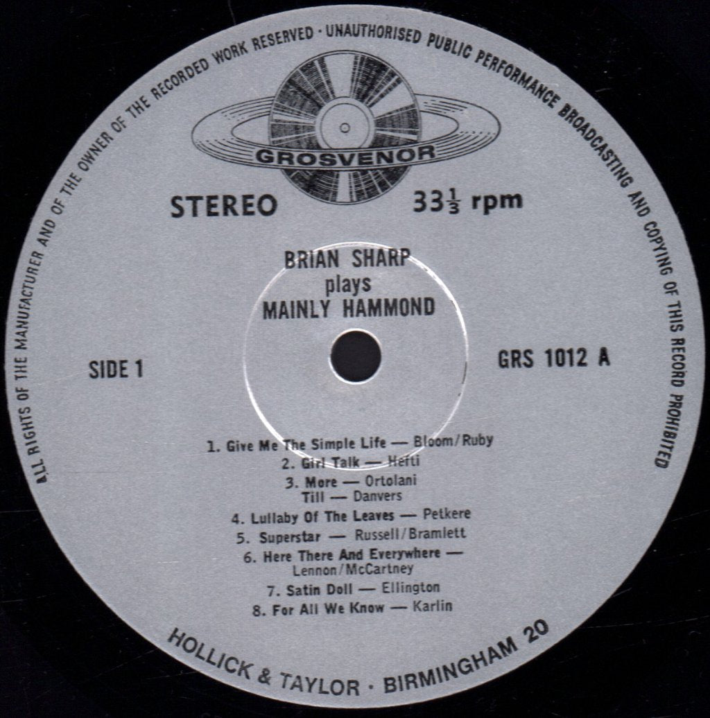 Brian Sharp - Plays Mainly Hammond - Lp