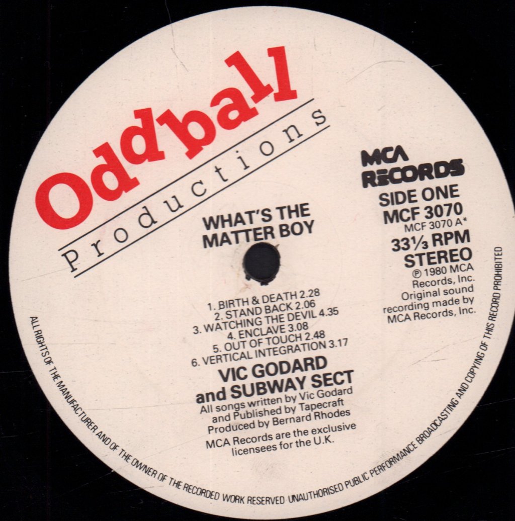 Vic Godard And The Subway Sect - What's The Matter Boy - Lp