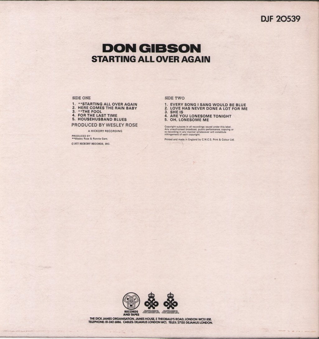 Don Gibson - Starting All Over Again - Lp