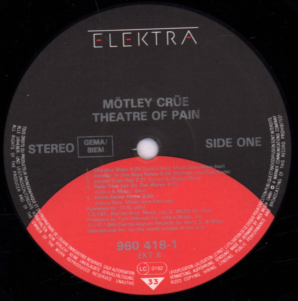 Motley Crue - Theatre Of Pain - Lp