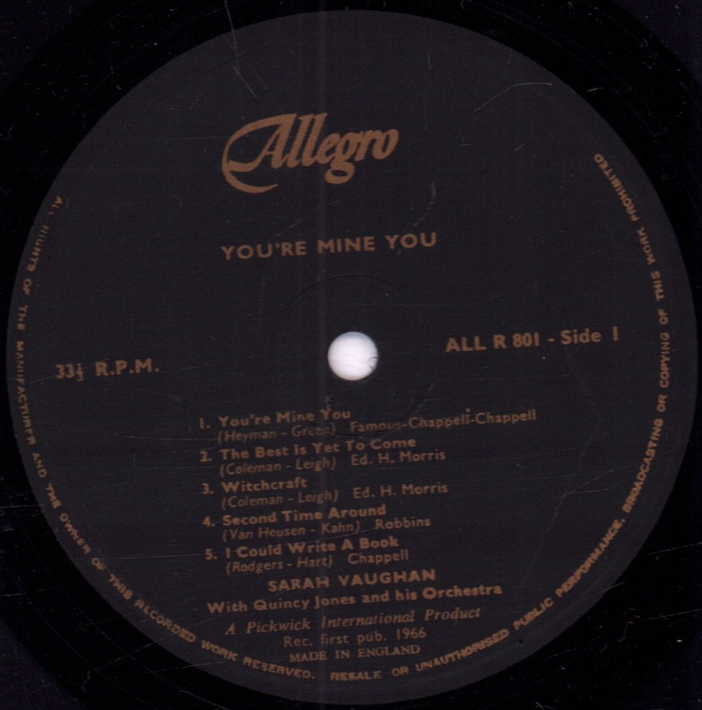 Sarah Vaughan - You're Mine You - Lp