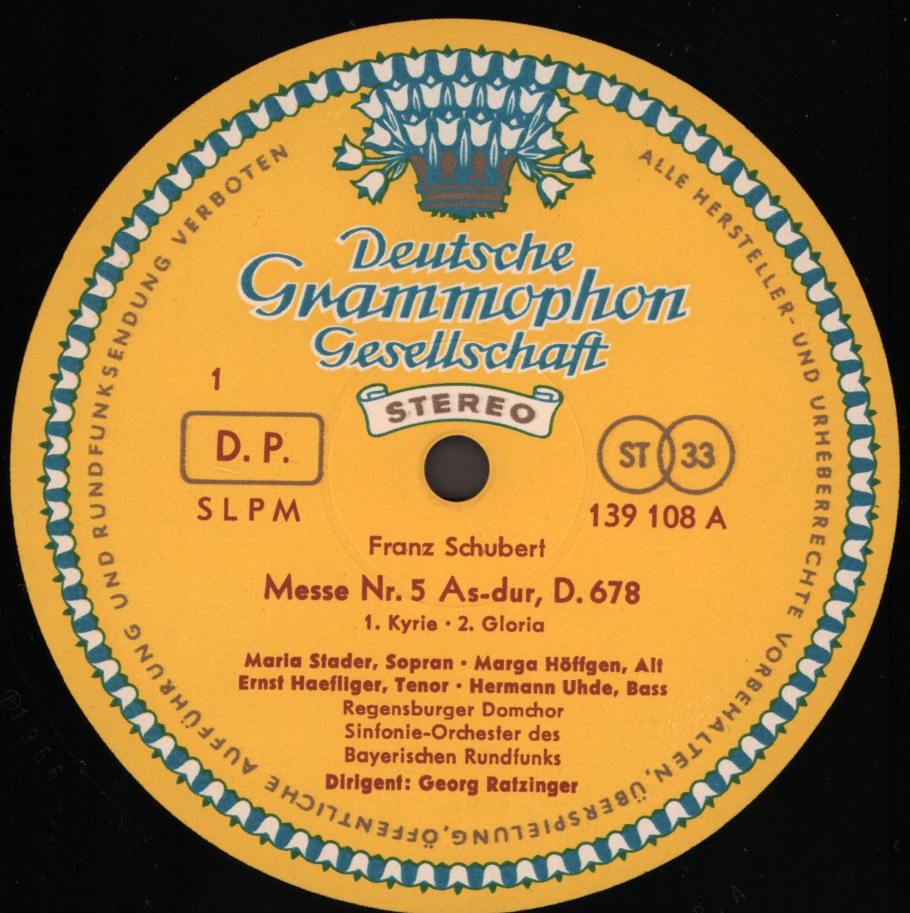 Maria Stader / Marga Hoeffgen / Ernst Haefliger / Hermann Uhde / Regensburger Domchor - Franz Schubert - Messe Nr. 5 As-Dur D. 678 - Lp