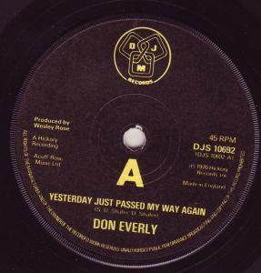 Don Everly - Yesterday Just Passed My Way Again - 7 Inch
