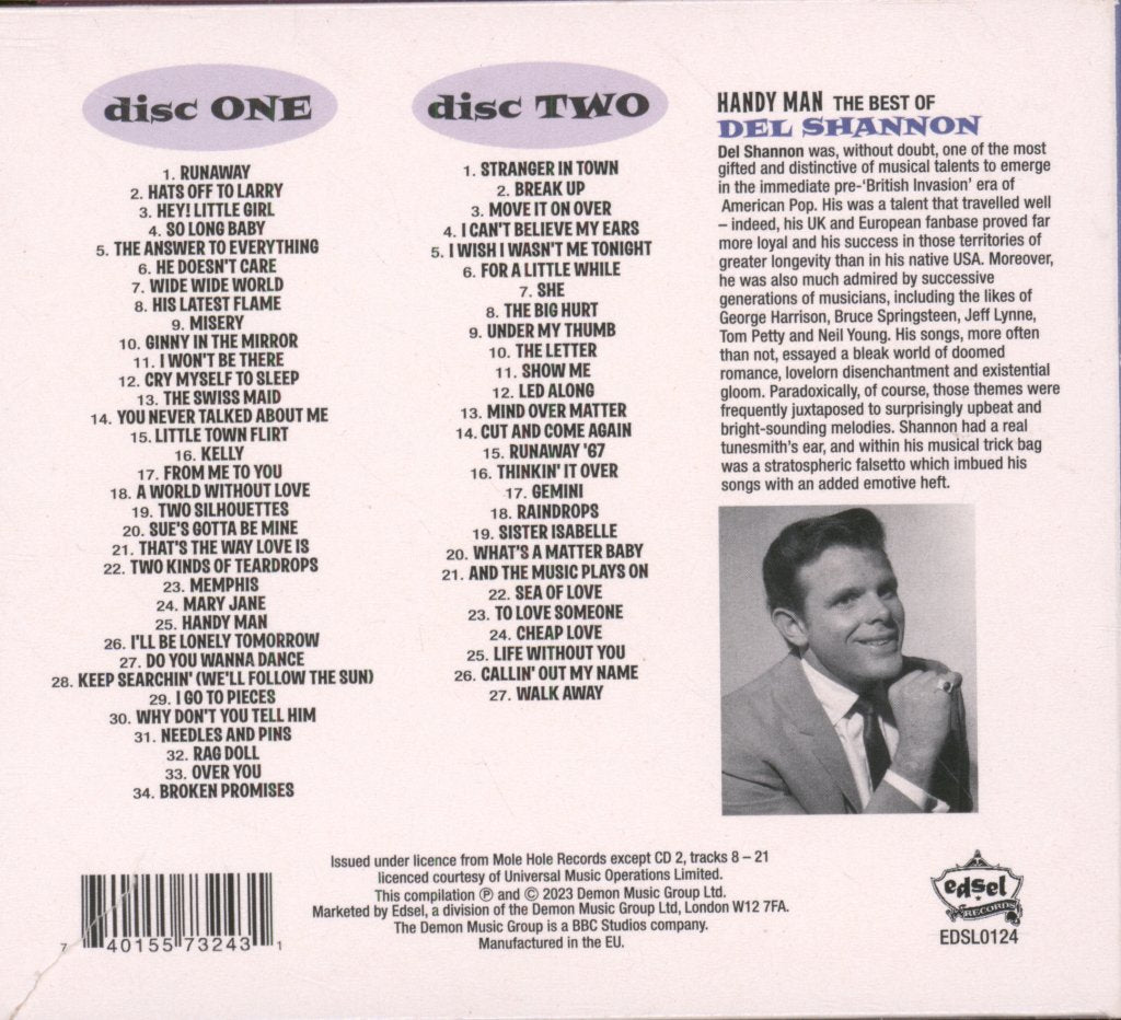 Del Shannon - Handy Man - The Best Of Del Shannon - Double Cd