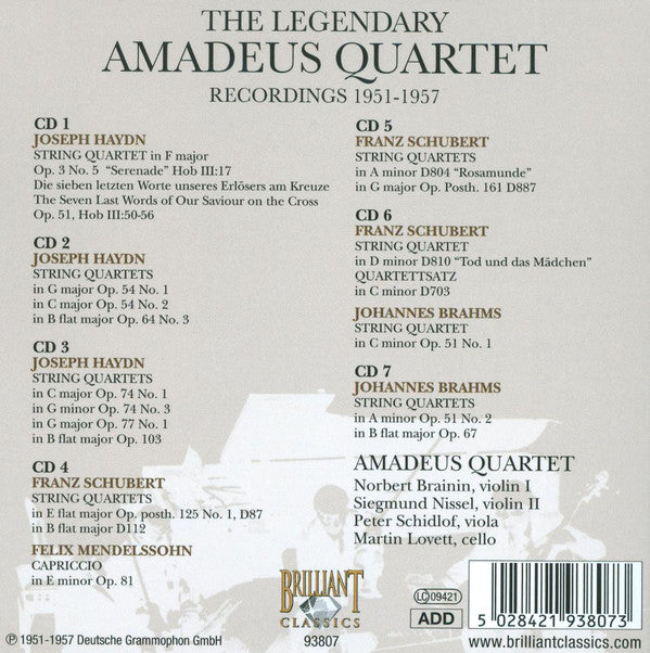 Legendary Amadeus Quartet - Recordings 1951-1957 - Cd Set