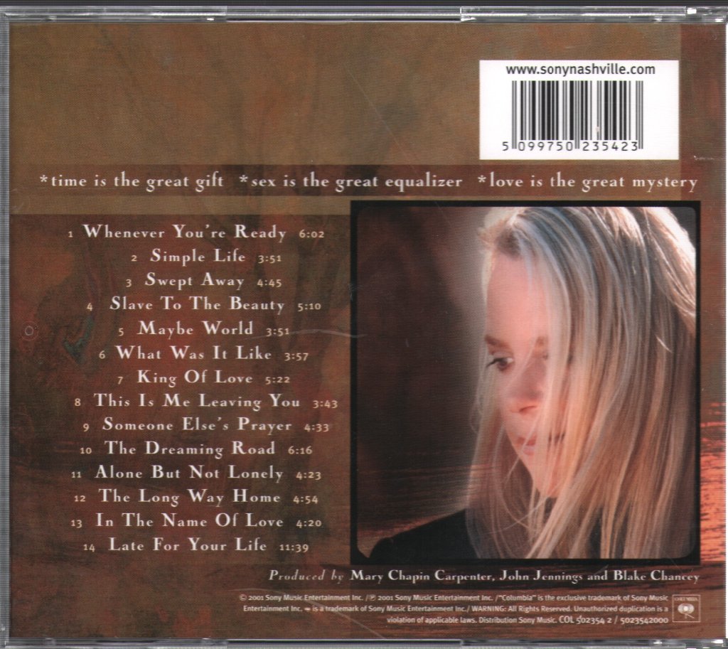 Mary Chapin Carpenter - Time Sex Love - Cd
