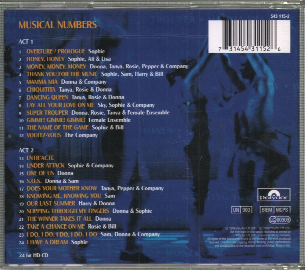 Björn Ulvaeus & Benny Andersson - Mamma Mia! The Musical Based On The Songs Of ABBA (Original Cast Recording) - Cd