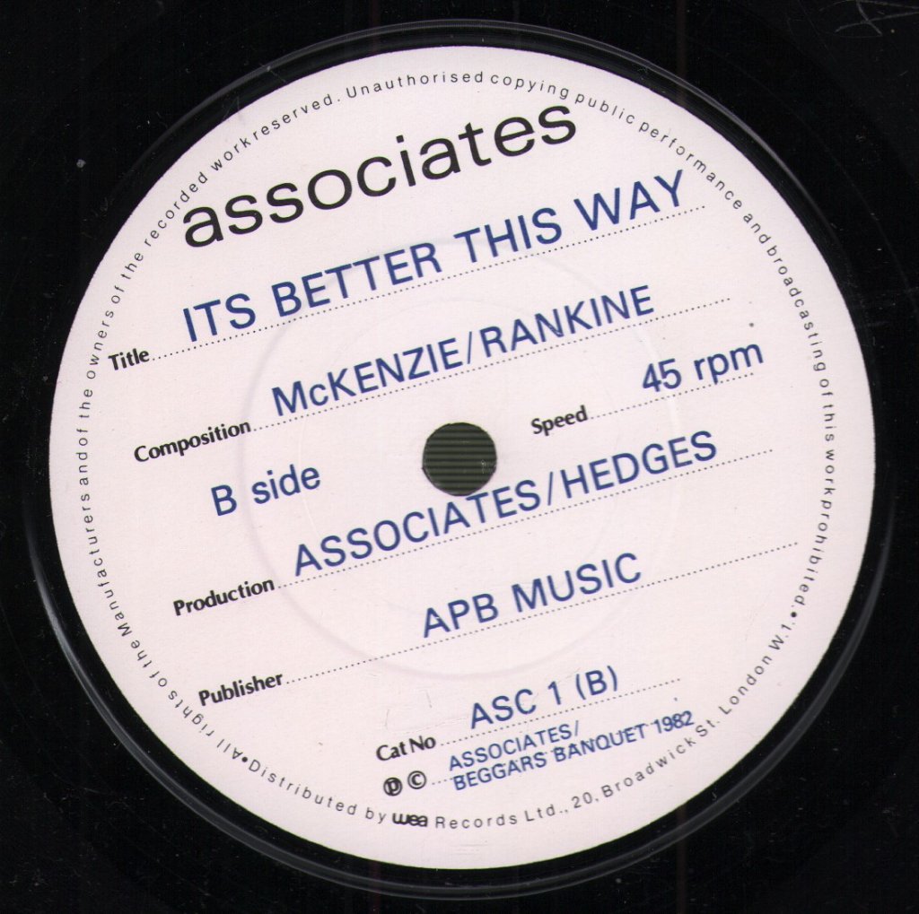 Associates - Party Fears Two - 7 Inch