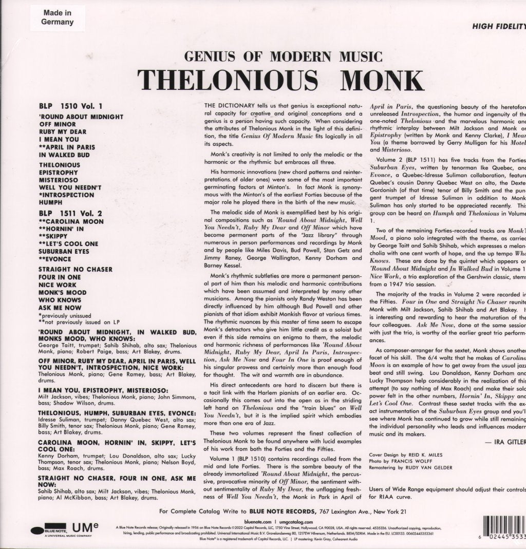 Thelonious Monk - Genius Of Modern Music, Volume One - Lp