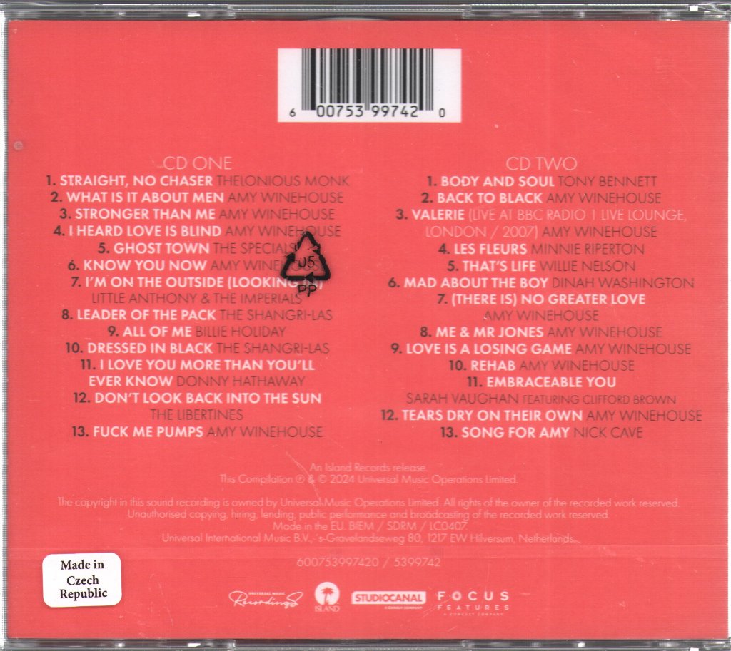 Back To Black - Songs From the Original Motion Picture - Double Cd