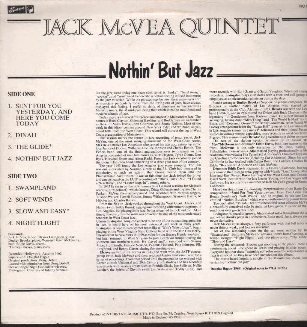 Jack McVea Quintet - Nothin' But Jazz - Lp