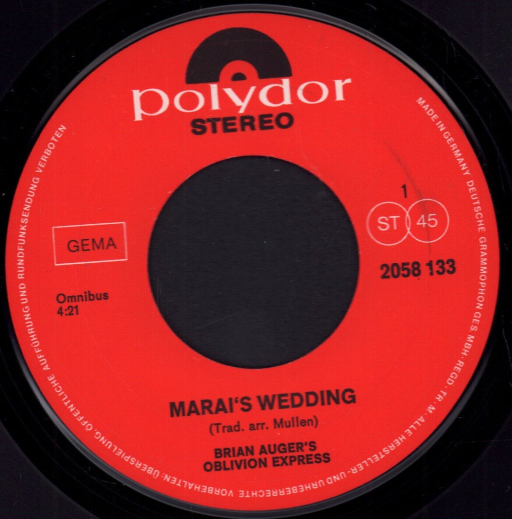 Brian Auger's Oblivion Express - Marai's Wedding - 7 Inch