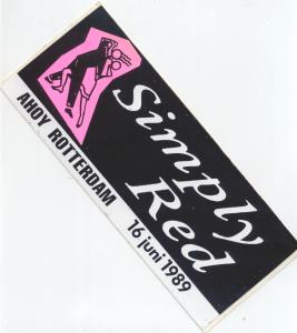 Simply Red - Ahoy Rotterdam 16/6/89 - Sticker