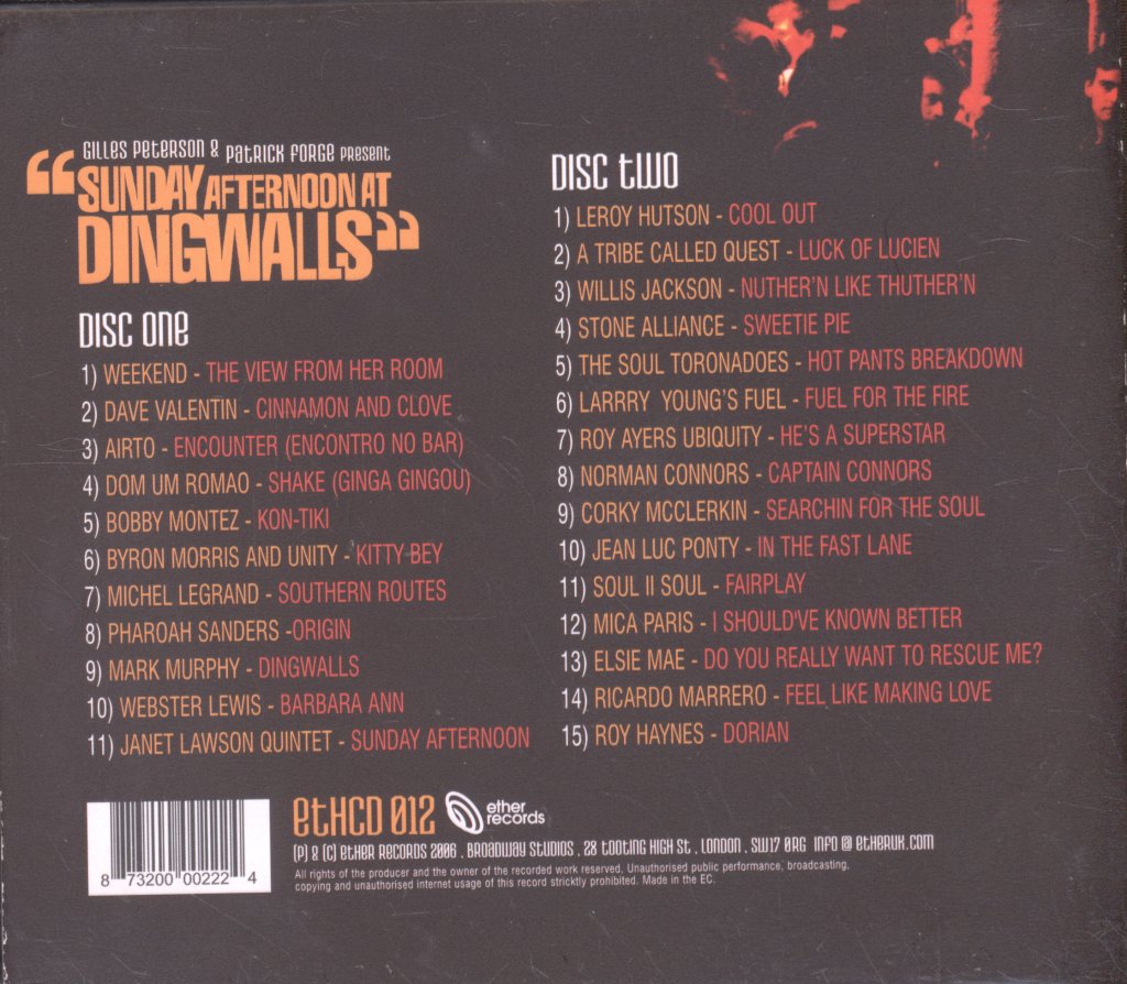 Gilles Peterson & Patrick Forge - Sunday Afternoon At Dingwalls (Classic Moves And Grooves From The Legendary Club) - Double Cd