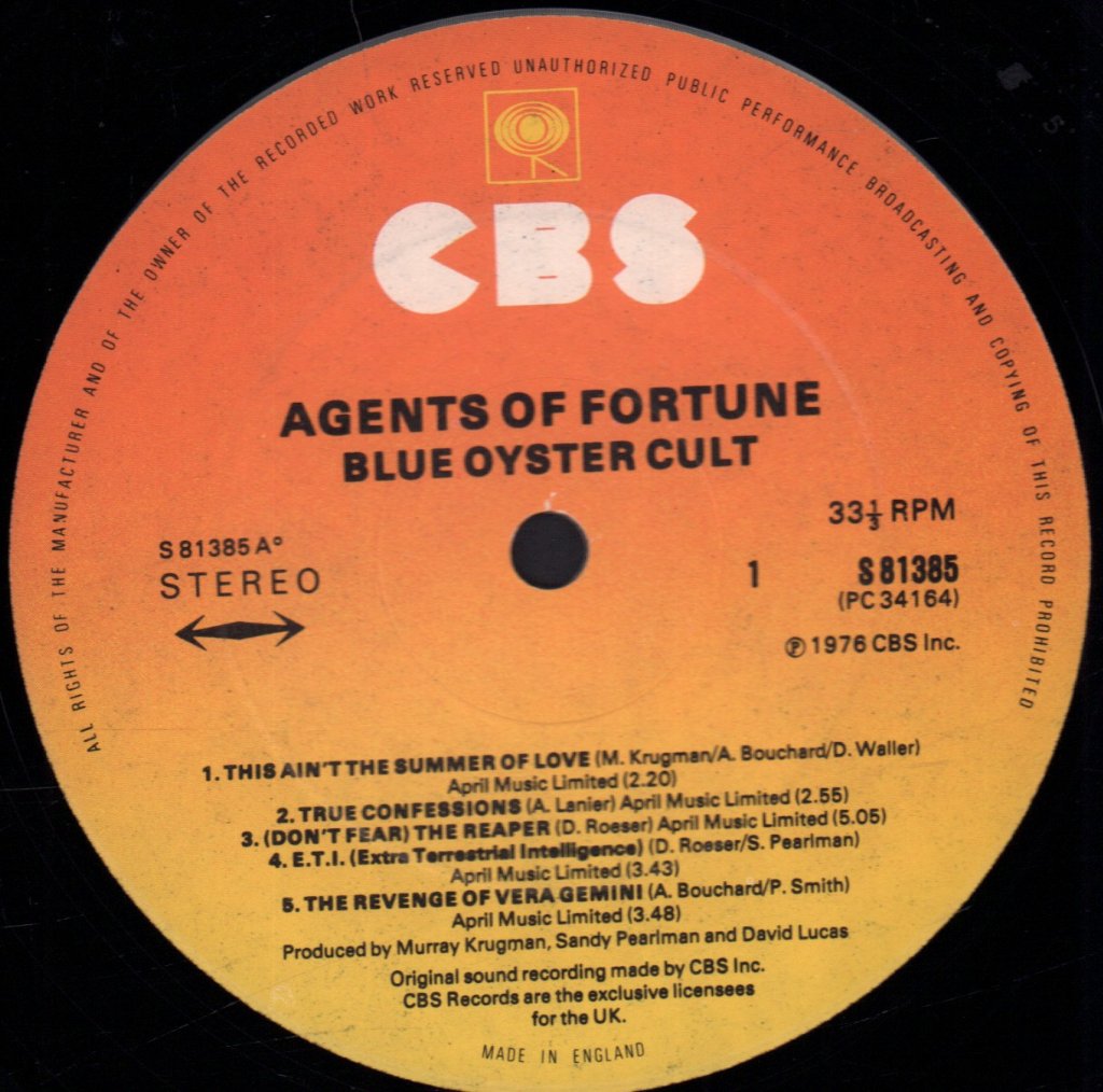 Blue Oyster Cult - Agents Of Fortune - Lp