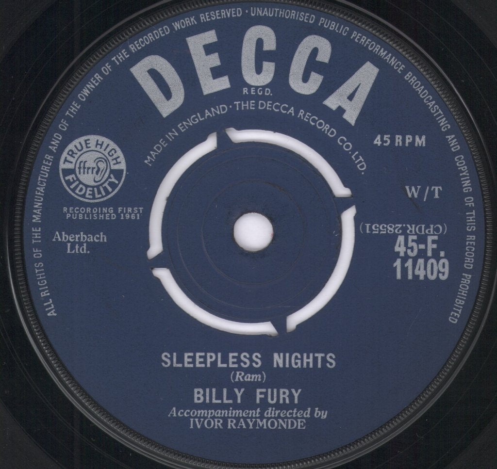 Billy Fury - Sleepless Nights - 7 Inch