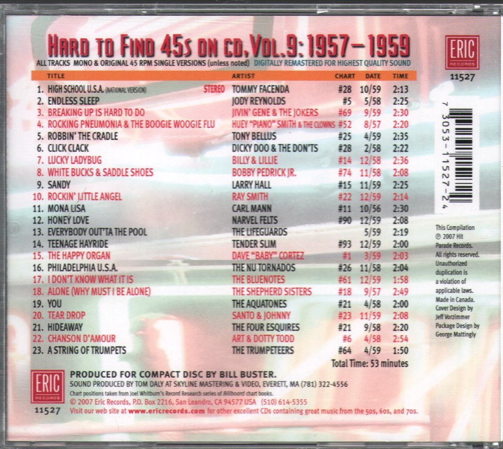 Various Artists - Hard To Find 45s On CD Volume 9: 1957 - 1959 - Cd