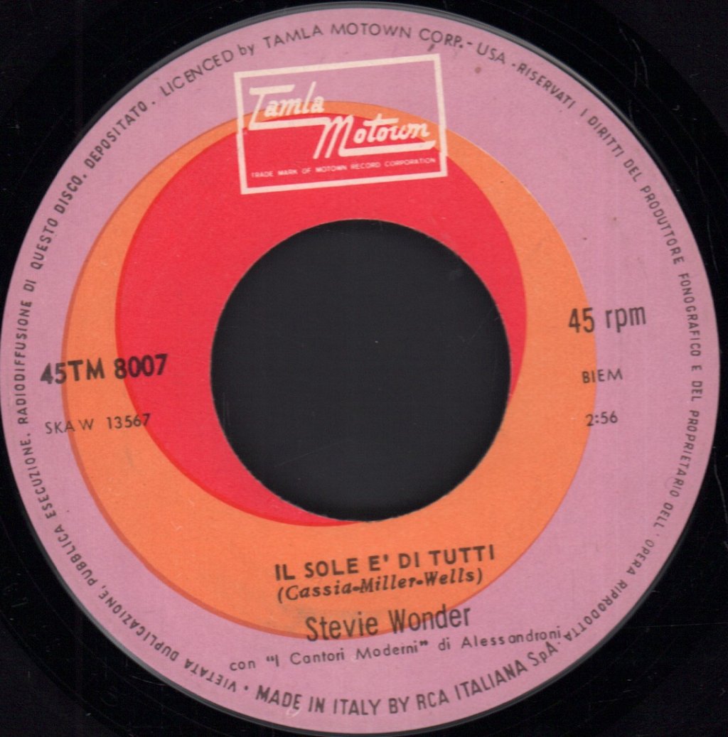 Stevie Wonder - Il Sole È Di Tutti - 7 Inch
