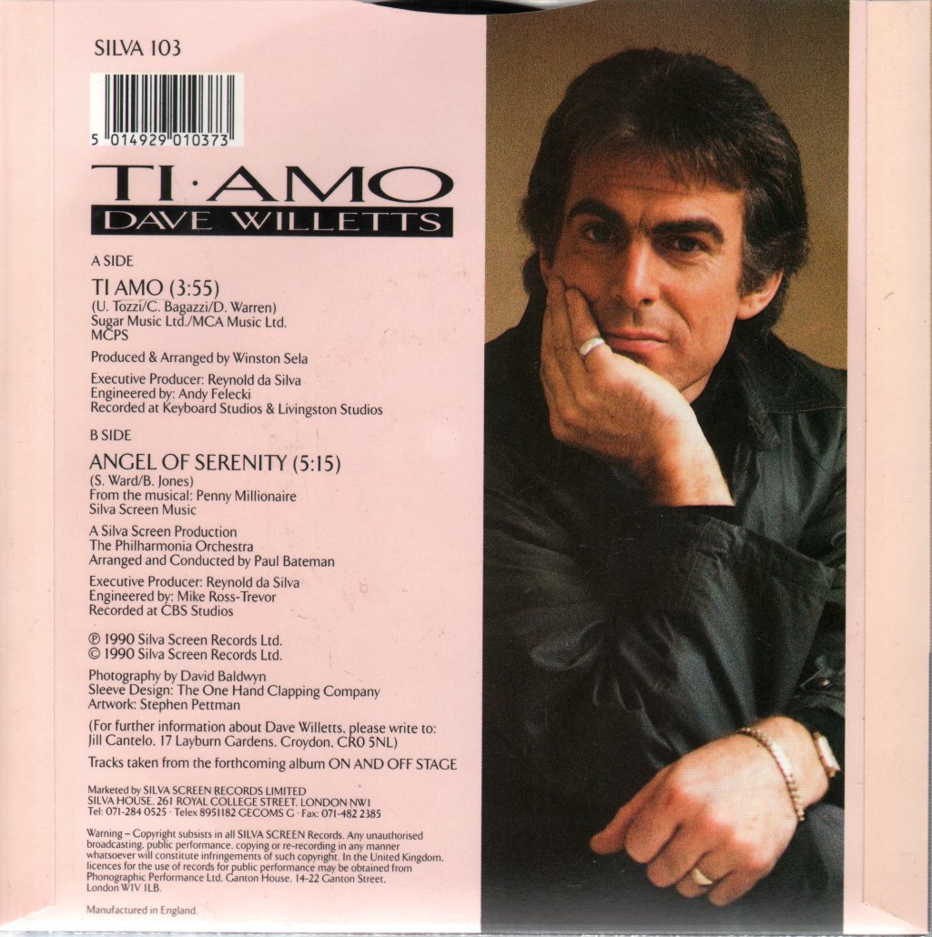 Dave Willetts - Ti Amo - 7 Inch