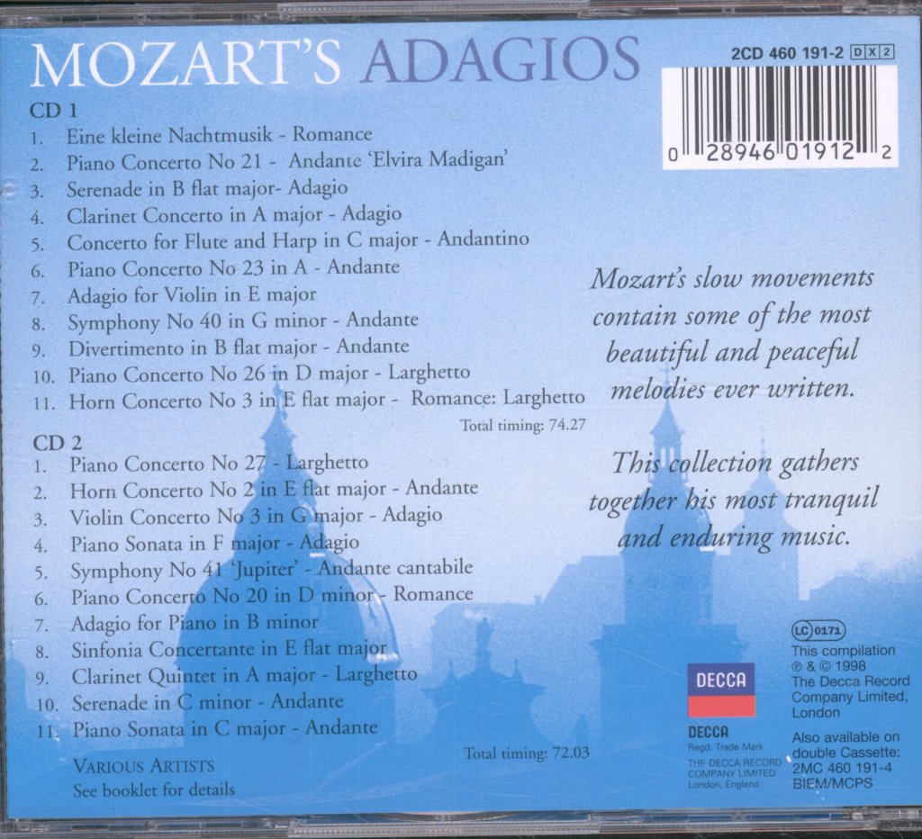 Various Artists - Mozart's Adagios - Double Cd