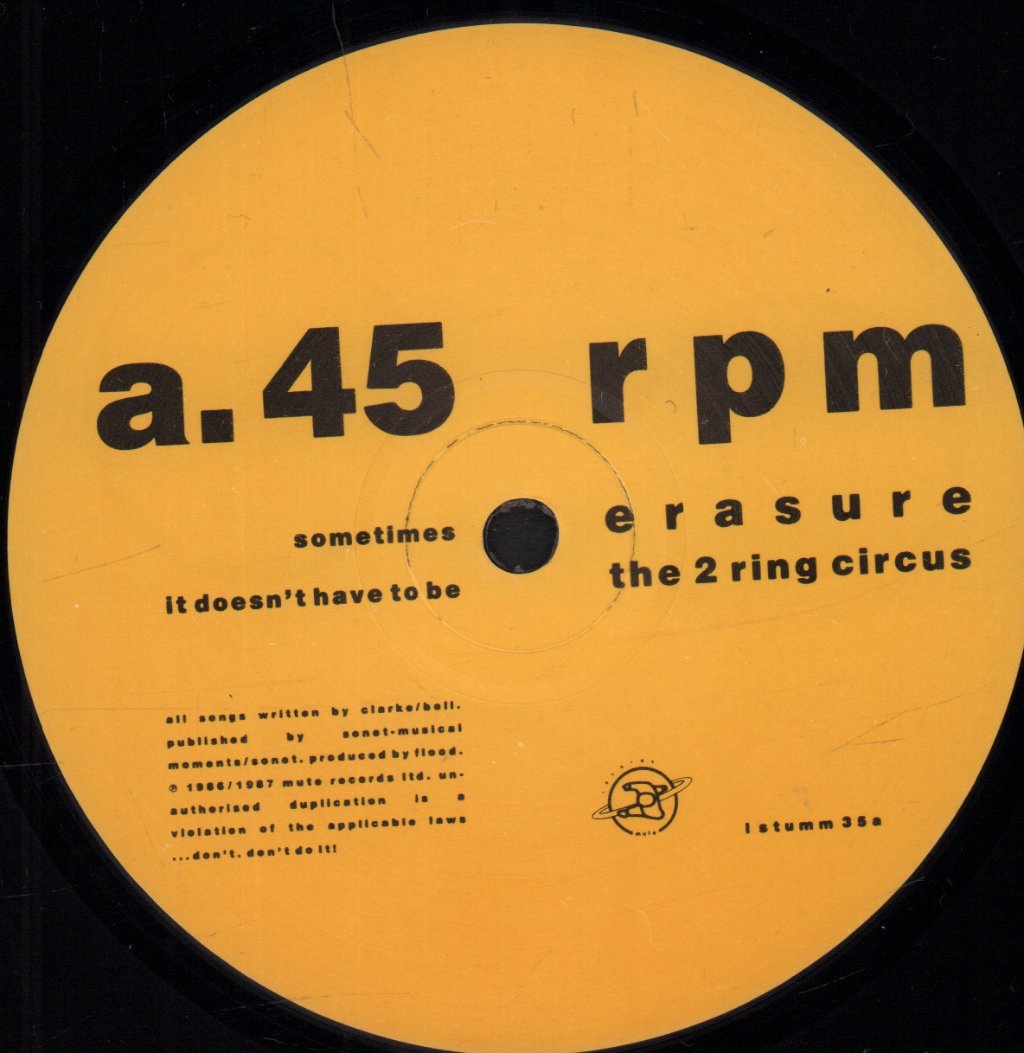 Erasure - Two Ring Circus - Double 12 Inch