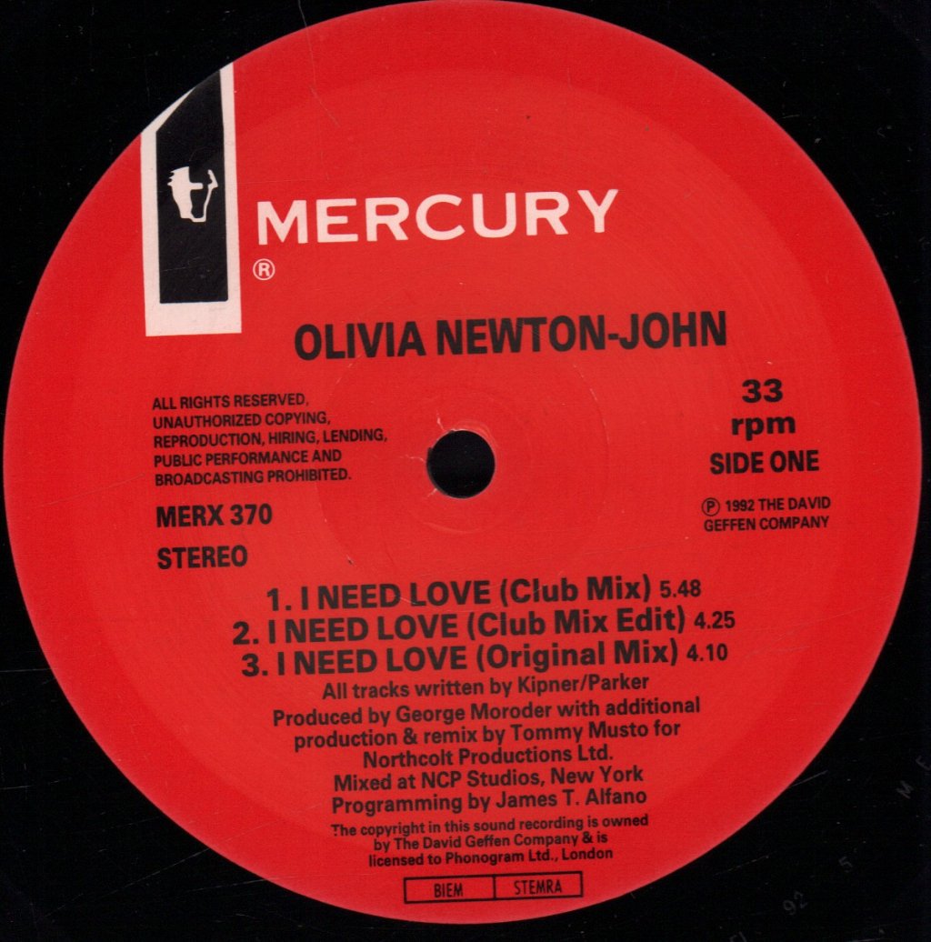 Olivia Newton John - I Need Love - 12 Inch
