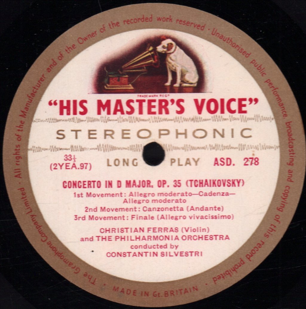 Philharmonia Orchestra - Tchaikovsky / Mendelsohn Violin Concerto - Lp