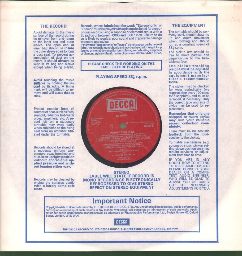 George Gershwin - Porgy And Bess - The World Premiere Complete Recording - Lp