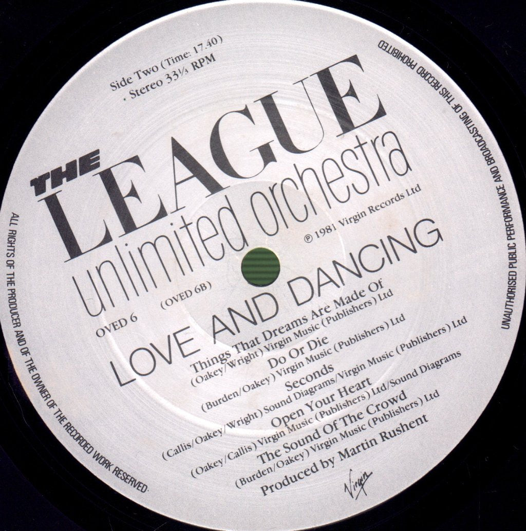 League Unlimited Orchestra - Love And Dancing - Lp