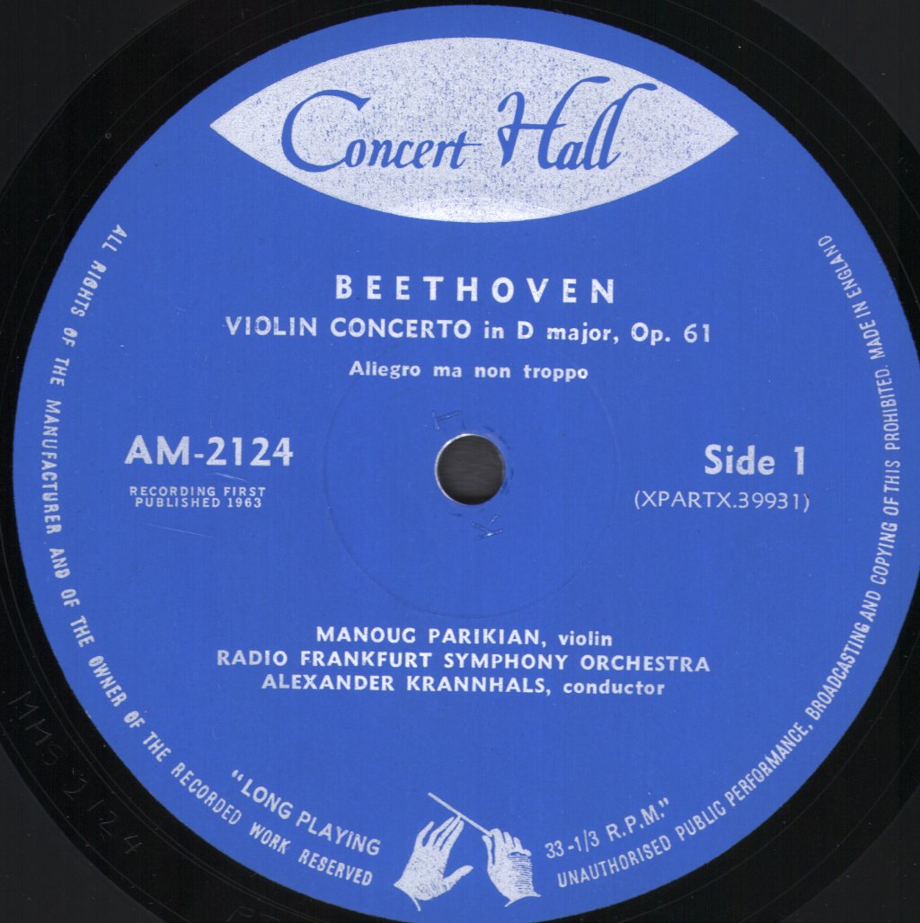 Manoug Parikian / Radio Frankfurt Symphony Orchestra / Alexander Krannhals - Beethoven - Violin Concerto - Lp