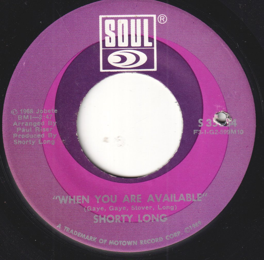 Shorty Long - A Whiter Shade Of Pale - 7 Inch