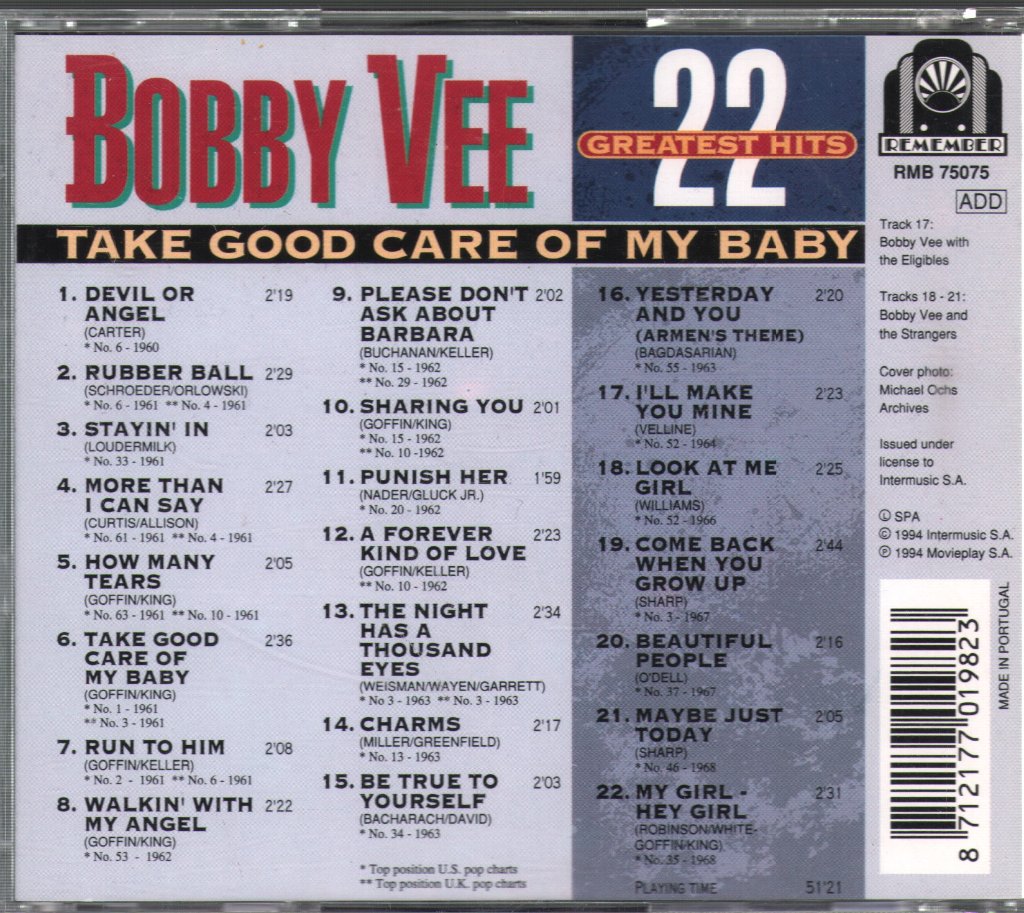 Bobby Vee - Take Good Care Of My Baby - Cd