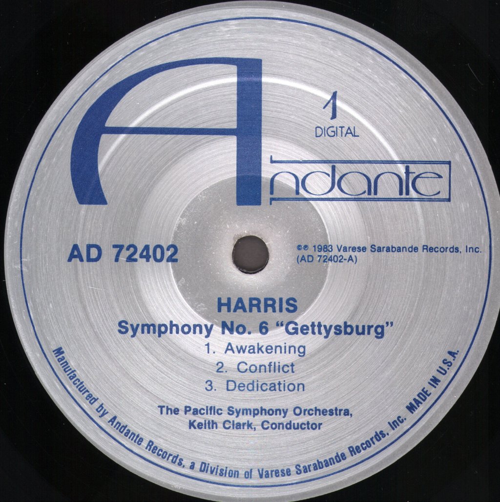 Pacific Symphony Orchestra / Keith Clark - Harris - Symphony No.6 Gettysburg / Ives - Overture From The Third Orchestral Set - Lp