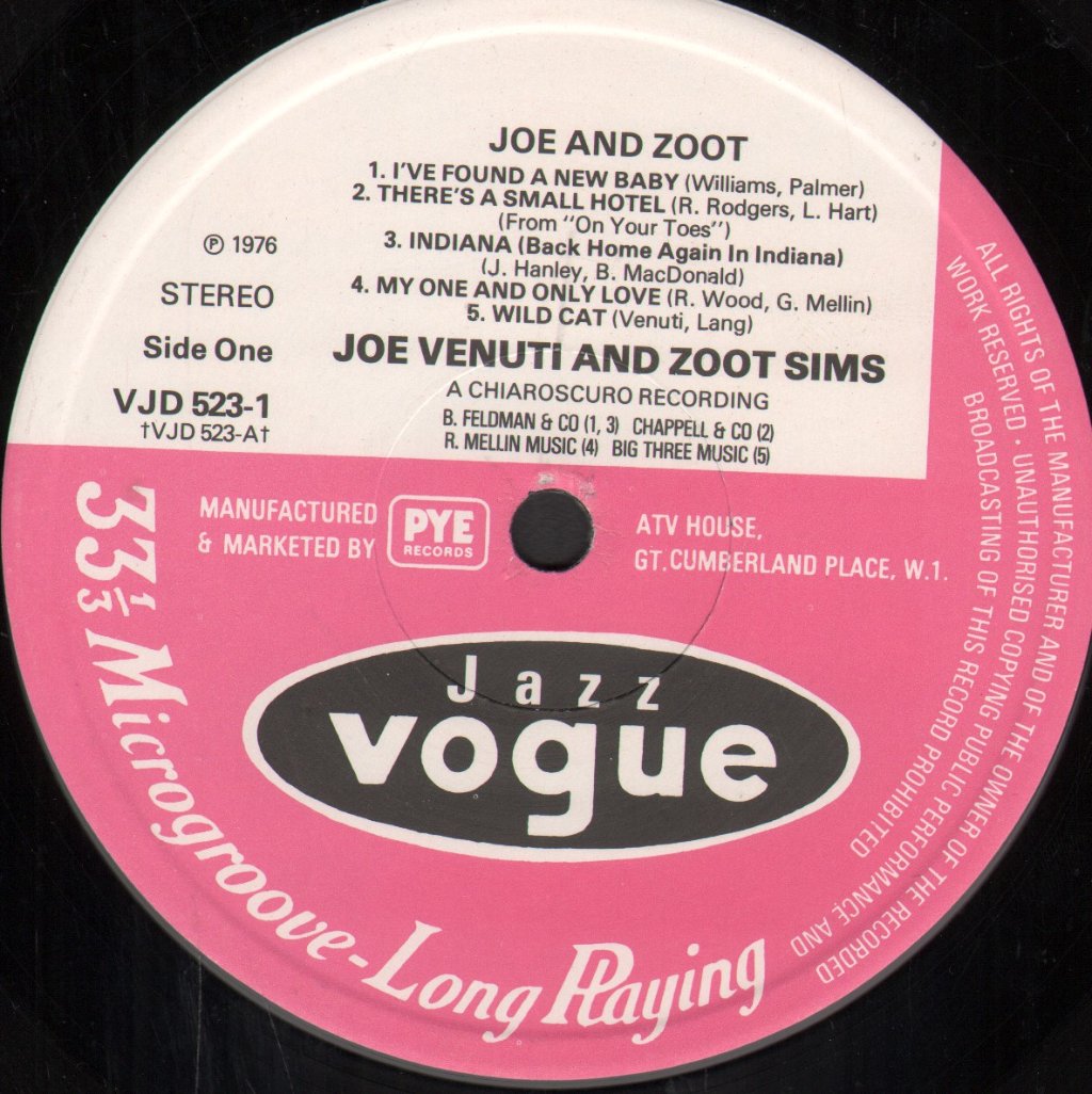 Joe Venuti And Zoot Sims - Joe And Zoot - Lp