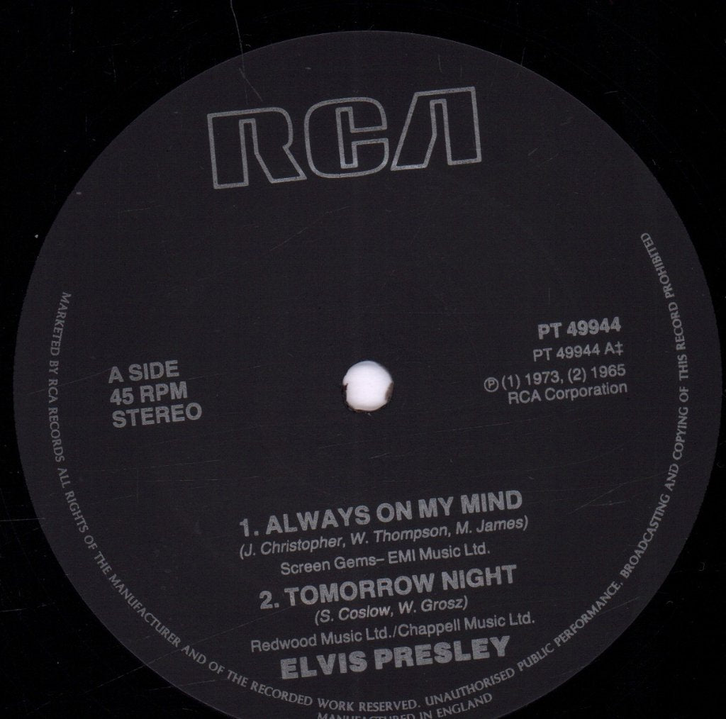 Elvis Presley - Always On My Mind - 12 Inch