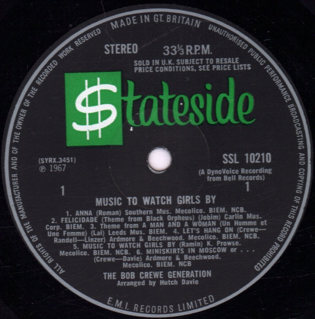 Bob Crewe Generation - Music To Watch Girls By - Lp