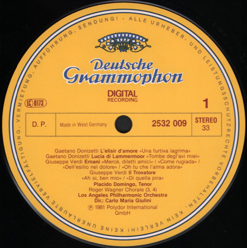 Carlo Maria Giulini / Los Angeles Philharmonic Orchestra - Placido Domingo - Gala Opera Concert - Lp