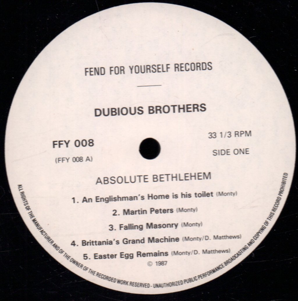 Dubious Brothers - Absolute Bethlehem - Lp