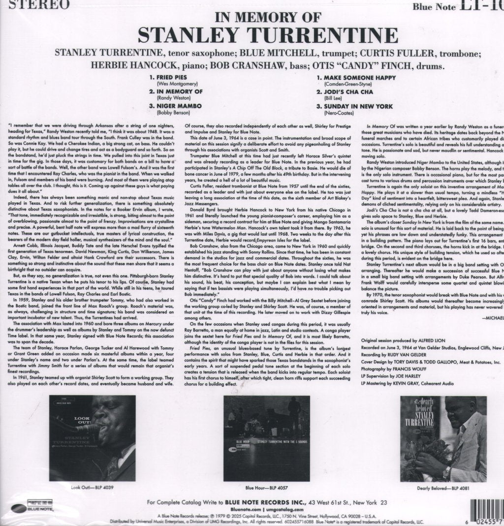 Stanley Turrentine - In Memory of (Tone Poet) - Lp