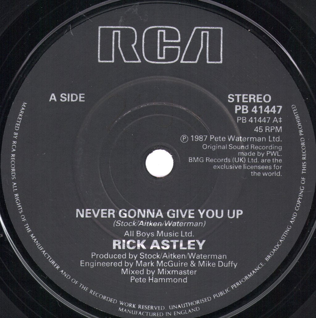 Rick Astley - Never Gonna Give You Up - 7 Inch