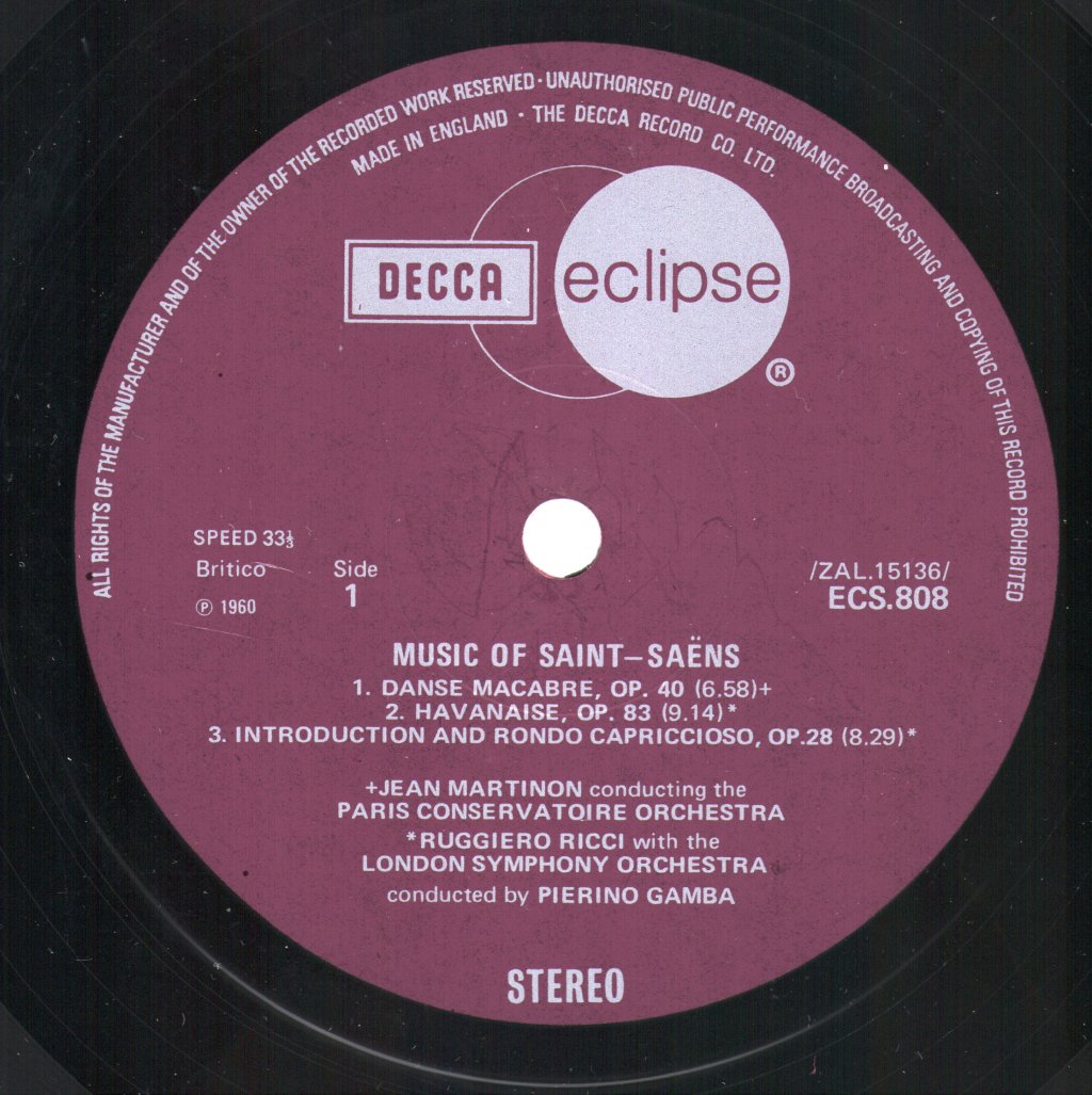 Various Artists - Music Of Saint-Saens - Lp