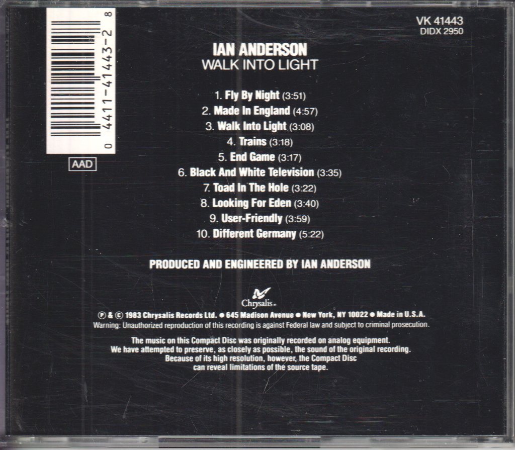 Ian Anderson - Walk Into Light - Cd