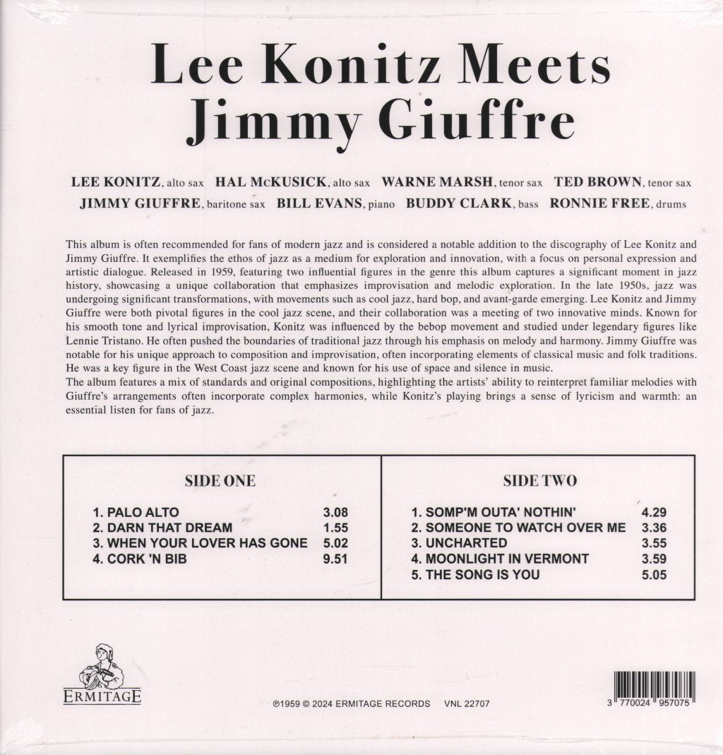 Lee Konitz and Jimmy Giuffre - Lee Konitz Meets Jimmy Giuffre - Lp