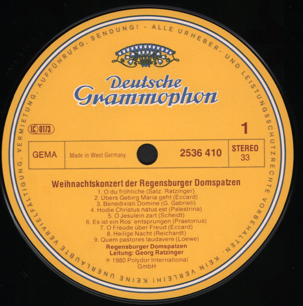 Regensburger Domspatzen / Georg Ratzinger - Weihnachtskonzert - A Christmas Concert - Lp